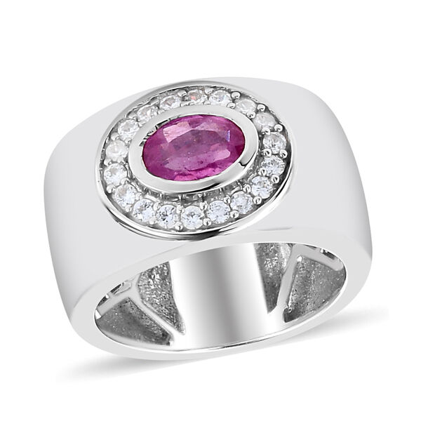 Premium Ilakaka Rosa Saphir und Zirkon Ring, 925 Silber platiniert, 1,43 ct. image number 4