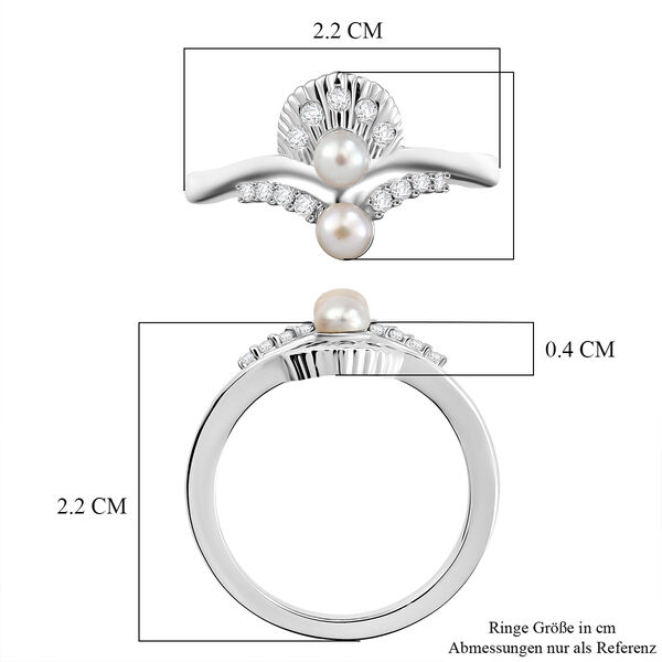 EVER TRUE S&uuml;&szlig;wasser Perle (4 mm), Wei&szlig;er Zirkon Ring Nickelfreies Messing (Gr&ouml;&szlig;e 17.00) image number 6