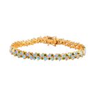 AA Natürlicher, äthiopischer Welo Opal, Natürlicher Chromdiopsid Armband ca. 20 cm 925 Silber Gelbgold Vermeil ca. 9,66 ct.