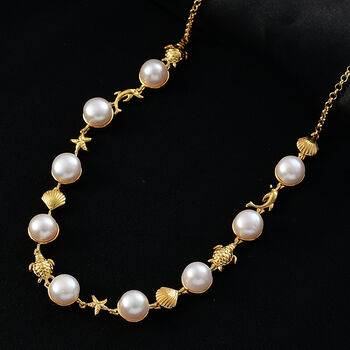 EverTrue S&uuml;&szlig;wasserperle 50cm Halskette und 19cm Armband in Goldton