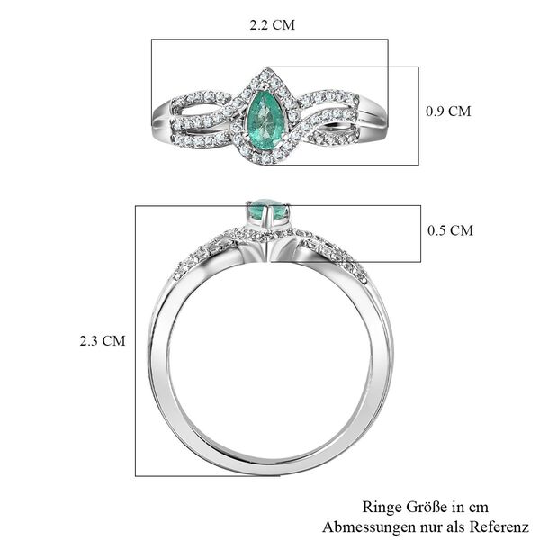 AAA Smaragd und Zirkon Ring - 0,60 ct. image number 7