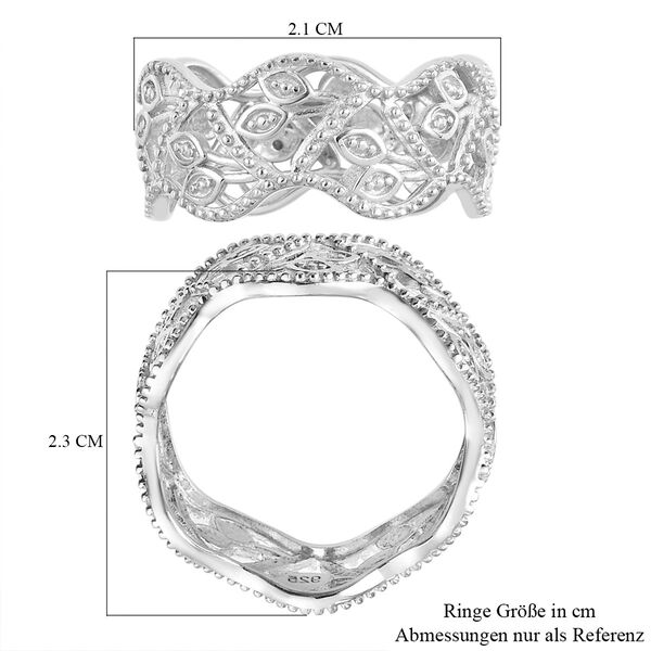 ALLORO Ring mit Diamantakzenten, 925 Silber platiniert image number 8