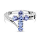 Tansanit Kreuz-Ring, 925 Silber platiniert  ca. 0,77 ct image number 0