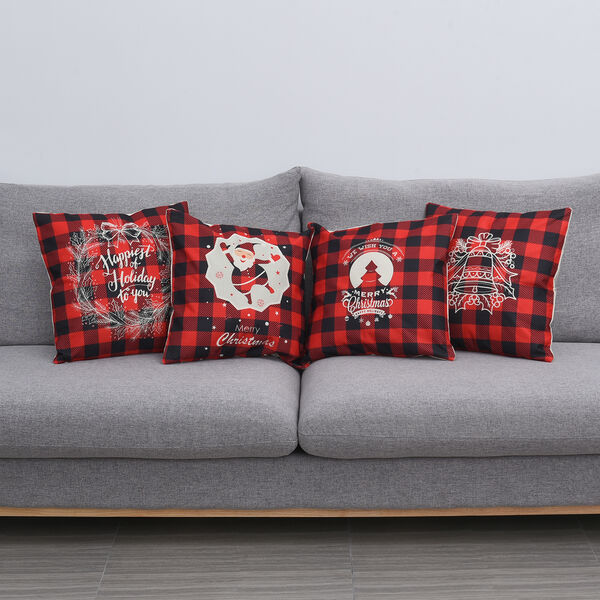 4er-Set bedruckter Kissenbezug, Größe 45x45 cm, Rot image number 2