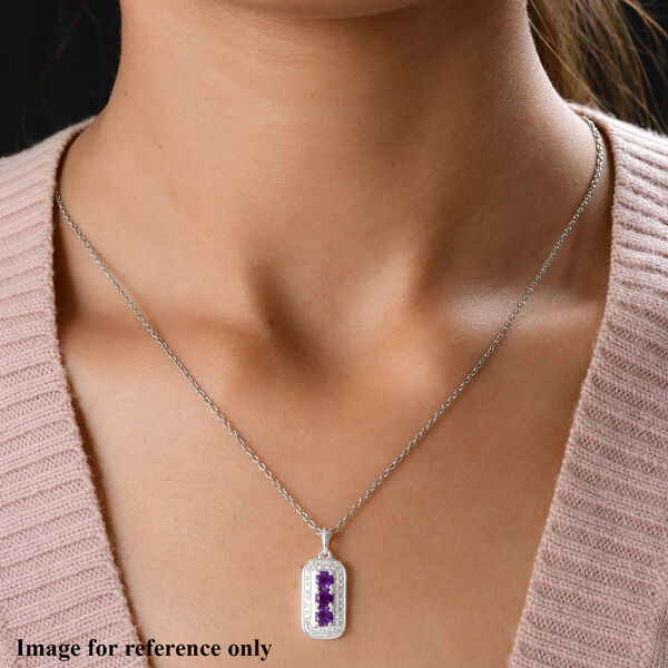 Afrikanischer Amethyst und Zirkon Anh&auml;nger 925 Silber image number 2