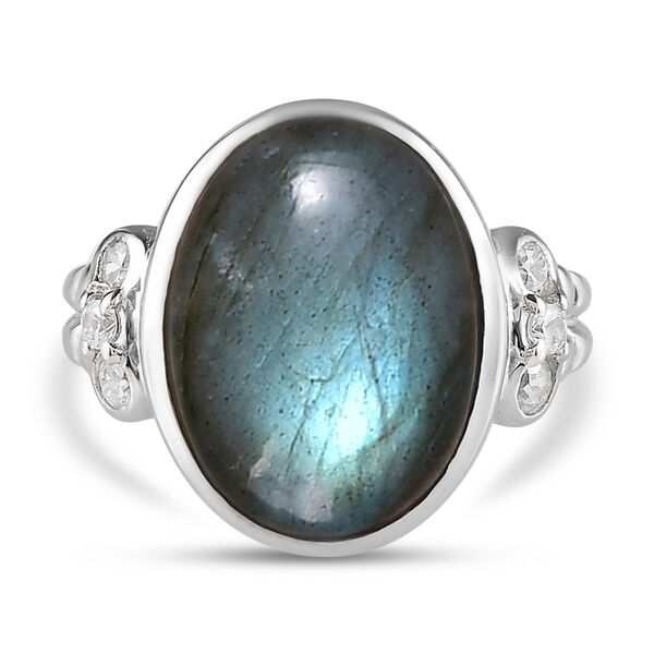 Labradorit und Zirkon Ring - 10,74 ct.