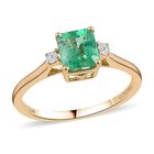 LUXORO AAA Kolumbianischer Smaragd, Wei&szlig;er Diamant Ring, zertifiziert und gepr&uuml;ft, 585 Gold (Gr&ouml;&szlig;e 16.50) ca. 1.15 ct