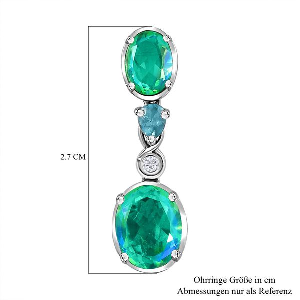 Pfau Triplett Quartz, Paraiba-Apatit und Zirkon Ohrringe - 6 ct. image number 5