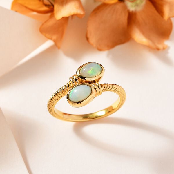 AA Nat&uuml;rlicher, &auml;thiopischer Welo Opal Ring 925 Silber Gelbgold Vermeil (Gr&ouml;&szlig;e 17.00) ca. 0,65 ct image number 2