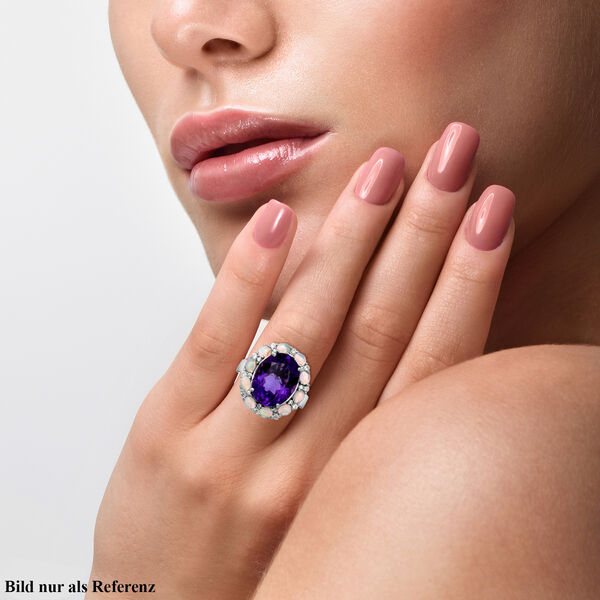Lusaka Amethyst und natürlicher, äthiopischer Opal-Ring, 925 Silber platiniert  ca. 9,37 ct image number 2