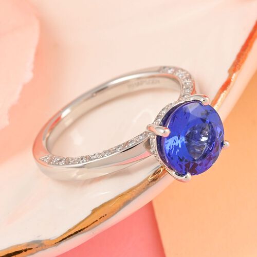 Rhapsody AAAA Tansanit, Weißer Diamant Ring 950 Platin (Größe 17.00) ca. 2,48 ct image number 1