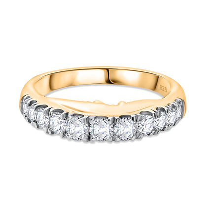 Moissanit Ring 925 Silber vergoldet (Gr&ouml;&szlig;e 17.00) ca. 0,76 ct