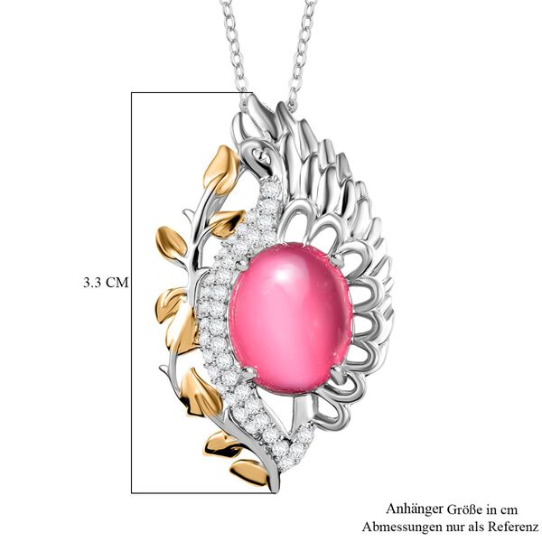 Maulbeere Mondstein und Zirkon zweifarbiger Anhänger mit 50cm Kette - 6,66 ct. image number 5
