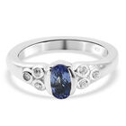 Tansanit und Zirkon Ring 925 Silber platiniert (Größe 20.00) ca. 0,76 ct