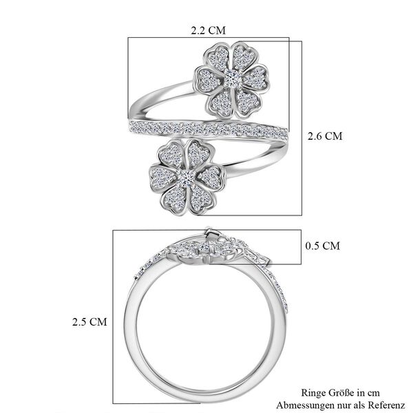 LUXURIANT SI Labor Diamant floraler Bypass-Ring, 925 Silber rhodiniert - 0,50 ct. image number 7