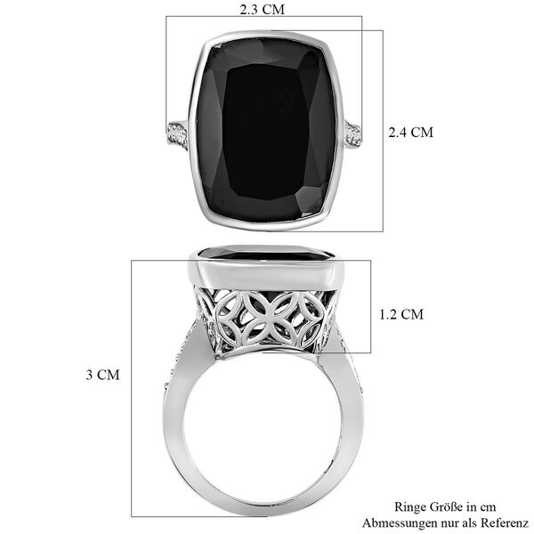 Schwarzer Spinell und wei&szlig;er Zirkon-Ring - 23,13 ct. image number 7