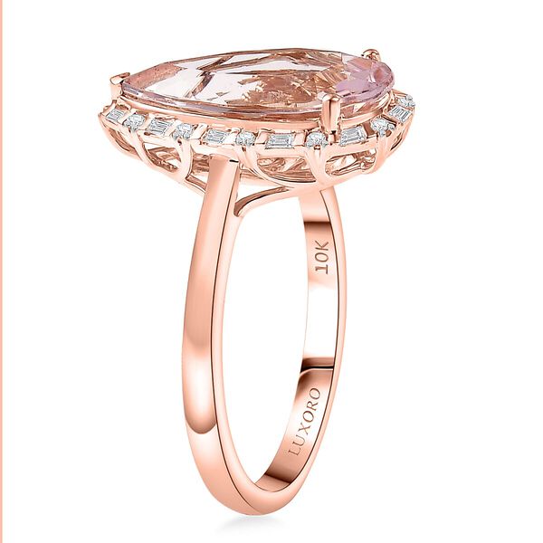 LUXORO AAA Rosa Morganit, Wei&szlig;er Diamant Ring 417 Gold (Gr&ouml;&szlig;e 20.00) ca. 3,46 ct image number 3