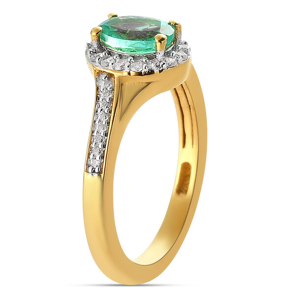 Nat&uuml;rlicher, &auml;thiopischer Smaragd und Zirkon-Ring, 925 Silber Gelbgold Vermeil  ca. 1,03 ct image number 5