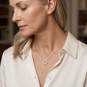 LUXURIANT SI-GH Labor Diamant Anh&auml;nger mit 50cm Kette, 925 Silber Gelbgold Vermeil - 0,33 ct.