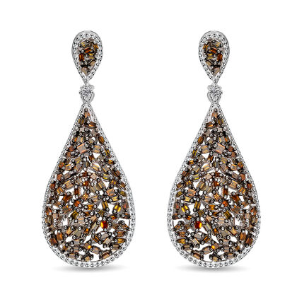Rote und weiße Diamant-Ohrringe, 925 Silber platiniert ca. 1,00 ct