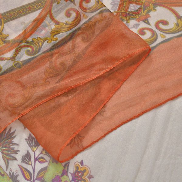 LA MAREY bedruckter Seidenschal, Orange und braun image number 2