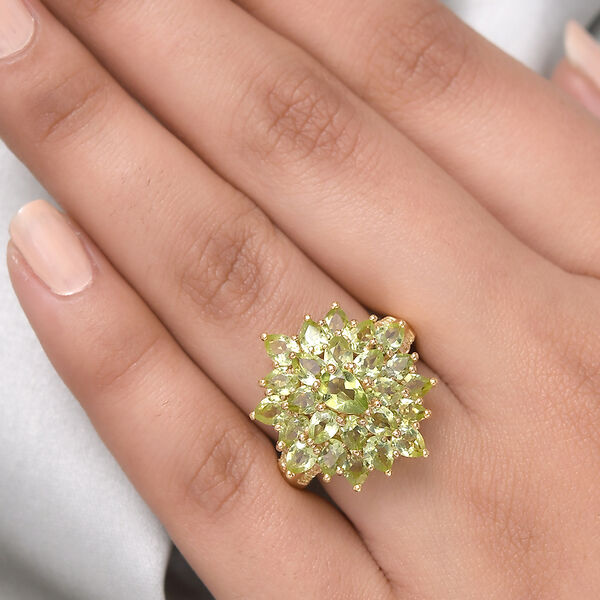 Nat&uuml;rlicher Peridot-Ring, 925 Silber vergoldet  ca. 4,88 ct image number 3