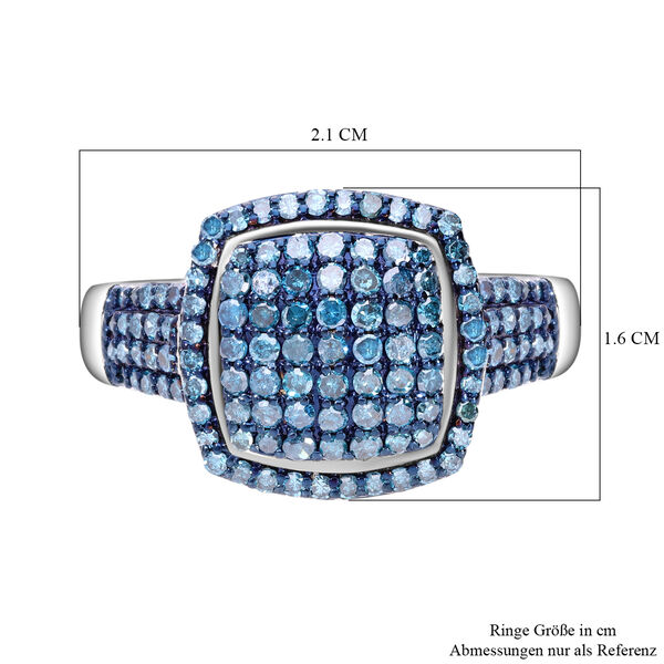 Blauer Diamant Ring 925 Silber platiniert (Gr&ouml;&szlig;e 17.00) ca. 1.00 ct image number 4