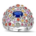AA Blauer Saphir, Regenbogen Saphir Ring 925 Silber rhodiniert (Größe 17.00) ca. 2.59 ct