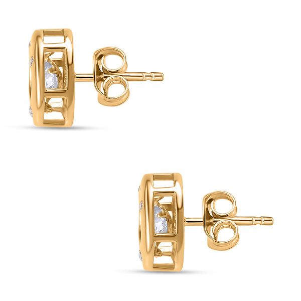 Moissanit Ohrringe, 925 Silber 750 Gelbgold Vermeil - 0,58 ct. image number 4