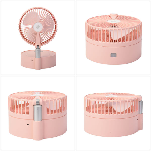 Kabelloser, faltbarer Ventilator mit integriertem Luftbefeuchter, USB-Anschluss, Rosa image number 5