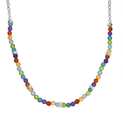 Apatit, Citrin Halskette ca. 45 cm + 5cm Extender, Nickelfreies Messing ca. 19.98 Carat