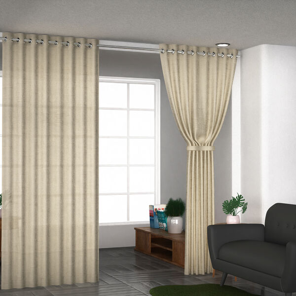 2er Set: paar Vorhänge in Leinenoptik, Größe 122x244 cm, Crème image number 2