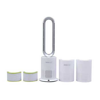 5 in 1 Luftdoktor - Luftreiniger/Ventilator ohne L&uuml;fterfl&uuml;gel mit HEPA Filter, Wei&szlig; und Silber