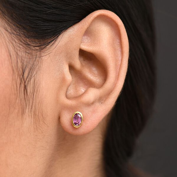 Rhodolith Granat Ohrringe 925 Silber vergoldet ca. 1.17 ct image number 3