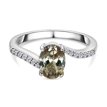 AAA Turkizit und wei&szlig;er Zirkon-Ring, 925 Silber platiniert  ca. 1,49 ct