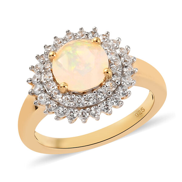 Nat&uuml;rlicher, &auml;thiopischer Opal und Zirkon-Ring, 925 Silber vergoldet  ca. 1,60 ct image number 4