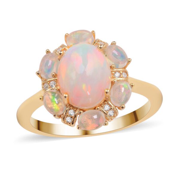 Natürlicher, äthiopischer Opal-Ring, 925 Silber Gelbgold Vermeil  ca. 2,45 ct image number 4