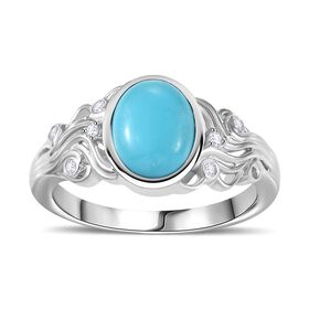 AA Sleeping Beauty Türkis und Zirkon Ring, ca. 1,52 ct.