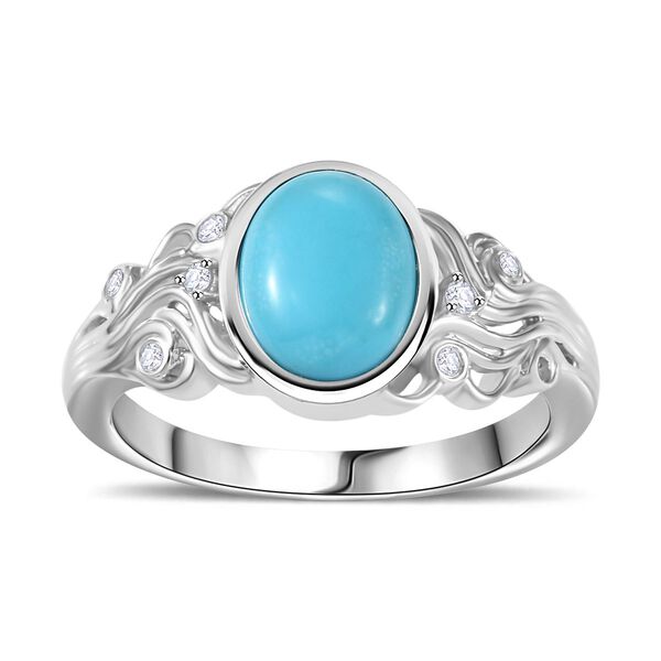 AA Sleeping Beauty Türkis und Zirkon Ring, ca. 1,52 ct. image number 4