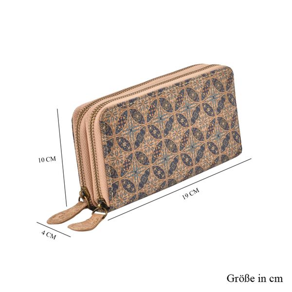 Brieftasche aus Naturkork mit doppelten F&auml;chern und RFID Schutz, 19x10x4 cm, Kaleidoskop image number 7