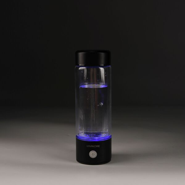 LIVMORE doppelwandige Wasserstoff Wasserflasche 300ml, SPE PEM, Borosilikatglas, USB Akku, Schwarz image number 4