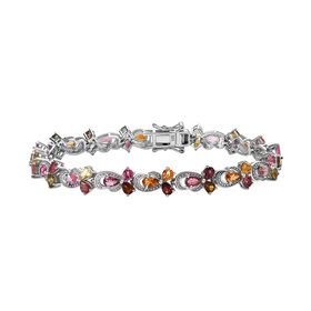 Natürlicher mehrfarbiger Turmalin Armband ca. 19 cm 925 Silber platiniert ca. 7.82 ct