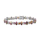 Natürlicher mehrfarbiger Turmalin Armband ca. 19 cm 925 Silber platiniert ca. 7.82 ct