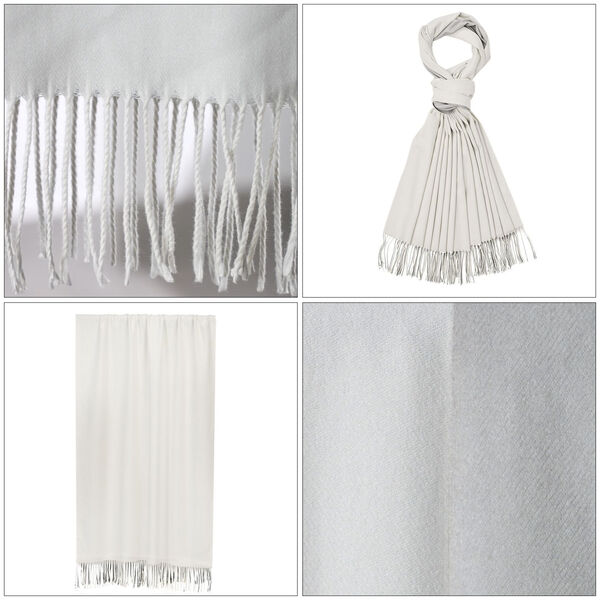 Luxuriöser Winterschal mit Fransen, Weiß/Grau image number 4
