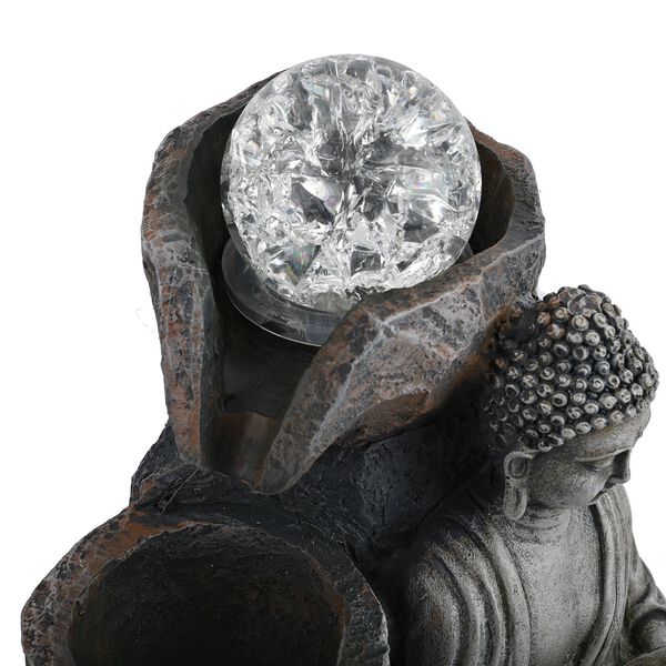 Wasserbrunnen - Buddha mit Glaskugel und Licht image number 9