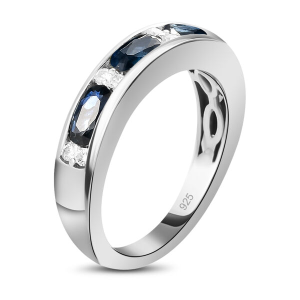 Ozean-gr&uuml;ner Saphir und Zirkon-Ring - 1,52 ct. image number 5