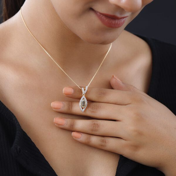 AAA Turkizit und Zirkon Anh&auml;nger mit 50cm Kette - 1 ct. image number 2