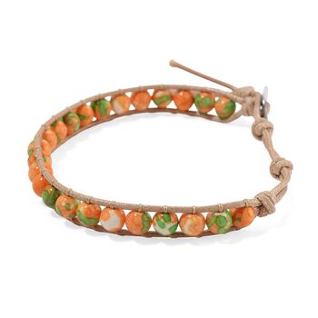 Flexibles orange-gr&uuml;nes Regenblumen-Yuhua-Quarzit Armband - 35 ct.