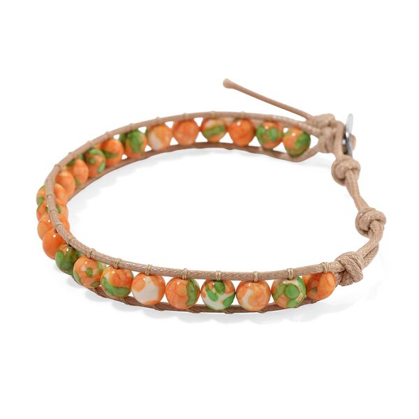 Flexibles orange-gr&uuml;nes Regenblumen-Yuhua-Quarzit Armband - 35 ct. image number 3