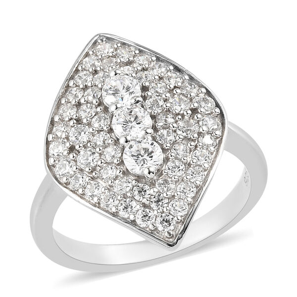 LUSTRO STELLA Hergestellt mit Feinster ZIRKONIA Ring 925 Silber platiniert image number 5